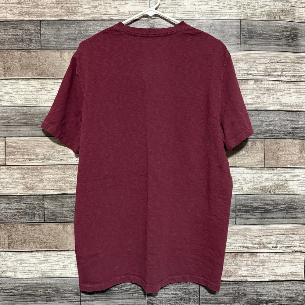 American Giant V-Neck T Shirt Men’s L Burgundy Red Short Sleeve Cotton USA